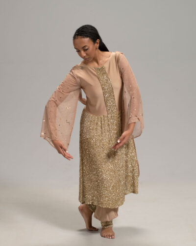 VV Couture Nude with all sequin bottom and shawl back
