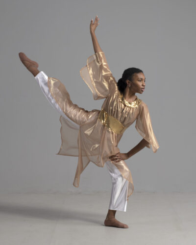 (a) Asymmetrical Dance Dress | Sheer Metallic Gold